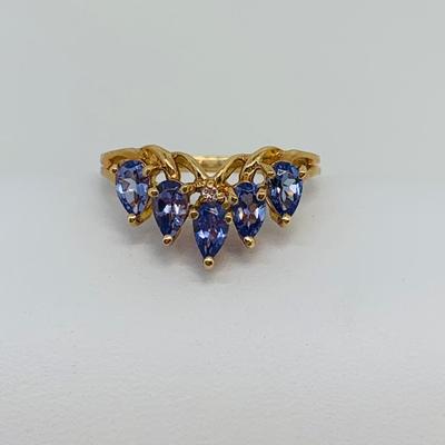 LOT 129: Tanzanite 14K Gold Size 8 Ring - 3.03 gtw