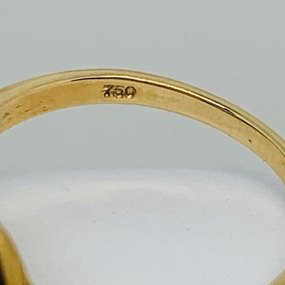 LOT  133: 18K Gold Grey Rolling Ball with Diamonds Ring - Size 6 - 4.62 gtw