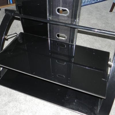 VERY NICE THREE TEIRED MEDIA STAND GLASS SHELVING