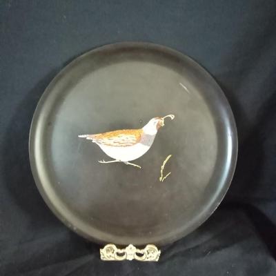 BRASS BOX MARKED COLORADO-SMALL BRASS EAGLE FIGURINE-TRAY AND WATCH ON STAND