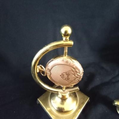 BRASS BOX MARKED COLORADO-SMALL BRASS EAGLE FIGURINE-TRAY AND WATCH ON STAND