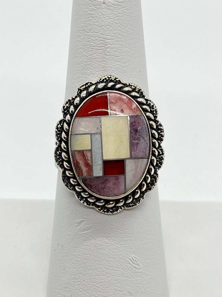 Silverious Berry Rings LOT 25: Southwestern Sterling Silver Citrus Berry Inlay Ring - Size 7 ...