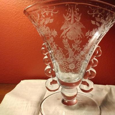 Heisey Glass "Orchid" Fan Shaped Vase