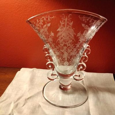 Heisey Glass "Orchid" Fan Shaped Vase