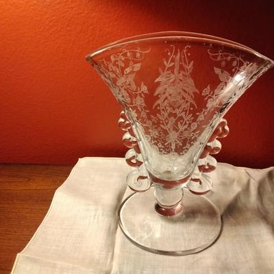 Heisey Glass "Orchid" Fan Shaped Vase