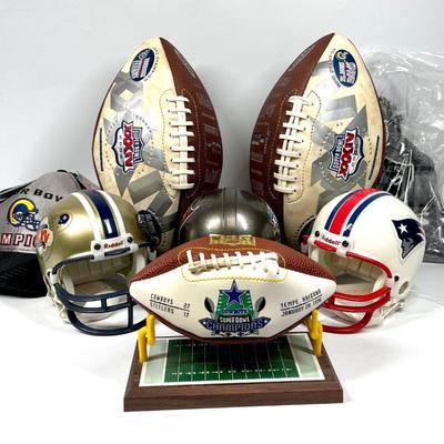 Super Bowl NFL football lot helmets, hats and more
