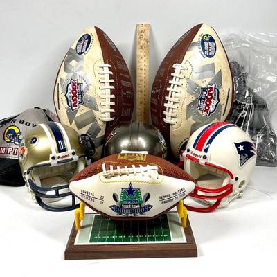 Super Bowl NFL football lot helmets, hats and more