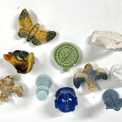 Lot of WADE & unmarked ceramic miniature figurines nautical fish, birds, lighthouse and more