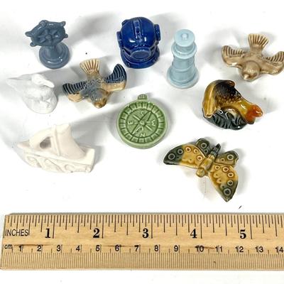 Lot of WADE & unmarked ceramic miniature figurines nautical fish, birds, lighthouse and more