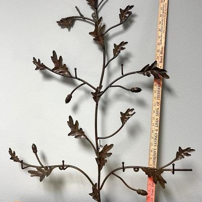 Plate Rack - Black Metal branch with leaves home decor sign