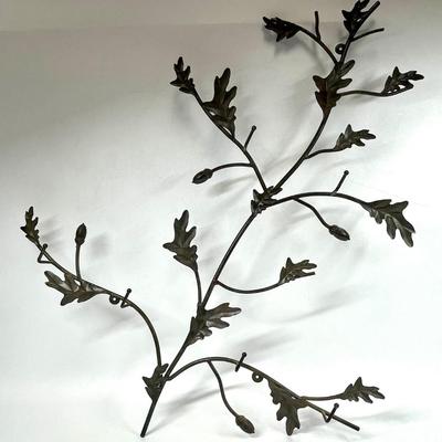 Plate Rack - Black Metal branch with leaves home decor sign