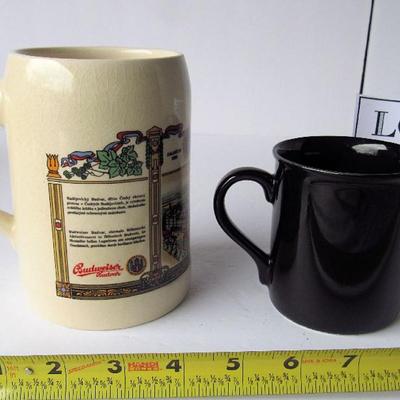 Budweiser Budvar From Czech Joint Stock Brewery Beer Mug and Over the Hill Mug