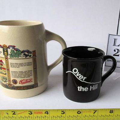Budweiser Budvar From Czech Joint Stock Brewery Beer Mug and Over the Hill Mug