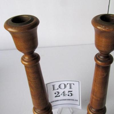 Nice Tall Wood Candlestick Pair