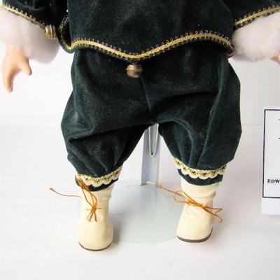 Adorable Little Boy Elf Porcelain Doll on Stand