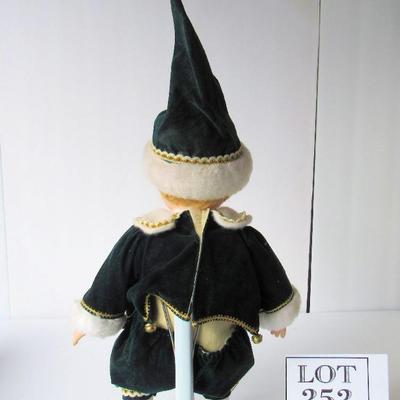Adorable Little Boy Elf Porcelain Doll on Stand