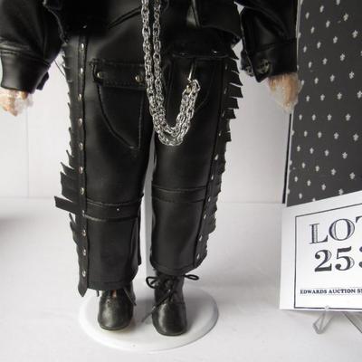 Porcelain Face Biker Girl Doll, 17" Tall, With Stand, Imperial Collectibles, #281/5000