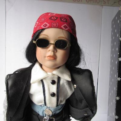 Imperial Collectibles Girl Biker Doll, #281/5000, Still in Wrapping, on Stand, Hard to Find