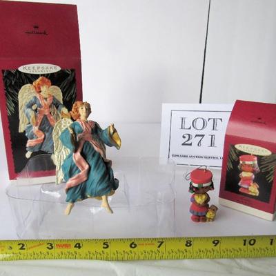 2 Cute Hallmark Christmas Ornaments: Wake Up Call, 1993 and In a Heartbeat, 1995