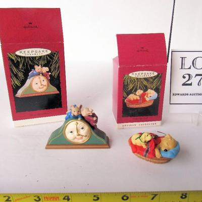 2 Cute Hallmark Christmas Ornaments: Wake Up Call, 1993 and In a Heartbeat, 1995