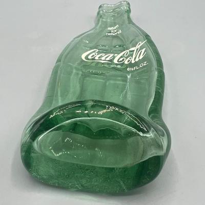 Retro Coca-Cola Flattened Crushed Melted Glass Collectible Ashtray