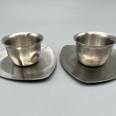 Pair of Retro Stainless Steel Old Hall England Candleholders