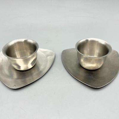 Pair of Retro Stainless Steel Old Hall England Candleholders
