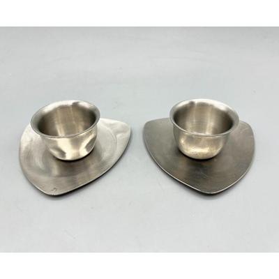 Pair of Retro Stainless Steel Old Hall England Candleholders