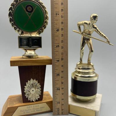 Pair of Retro Pool Hall Billiards Award Trophies
