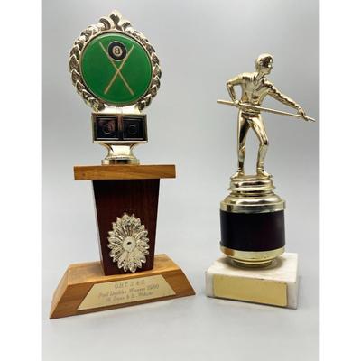 Pair of Retro Pool Hall Billiards Award Trophies