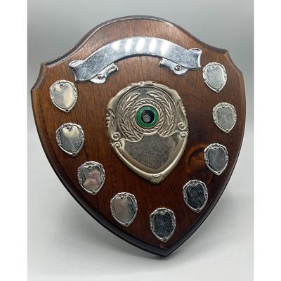 Retro Billiards Pool Hall Award Shield Shape Displayable Plaque