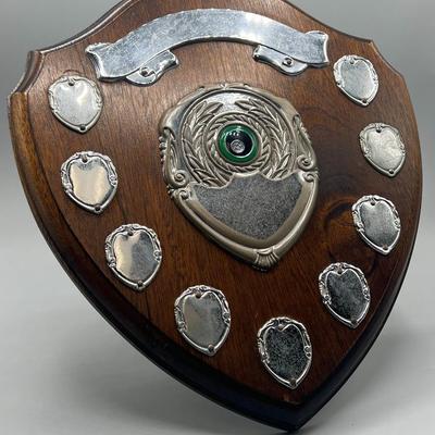 Retro Billiards Pool Hall Award Shield Shape Displayable Plaque