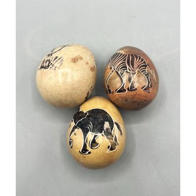 Lot of African Wild Animal Themed Marble Stone Displayable Decor Eggs