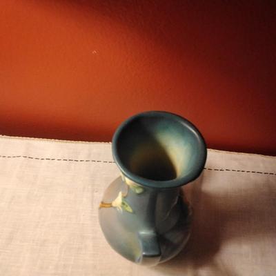 Roseville Pottery Blue Snowberry Vase #IV2-7,  Circa 1947