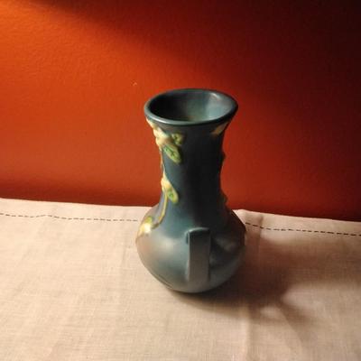 Roseville Pottery Blue Snowberry Vase #IV2-7,  Circa 1947