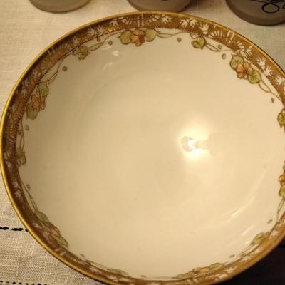 Nippon Bone China Three Footed Bowls & Saucers Set of 6 Circa 1910