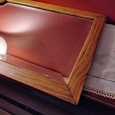 Vintage Oak Trimmed Mirror