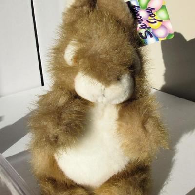 Plush Rabbit With Tag and Real Egg Shells Decorated for Easter