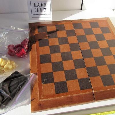 Wood Checkers Board and Accessories