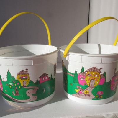 2 Plastic Easter Candy Pails With Foamy "Grass"