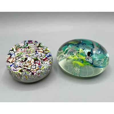 Pair of Handmade Art Glass Perthshire & Signed Paperweights