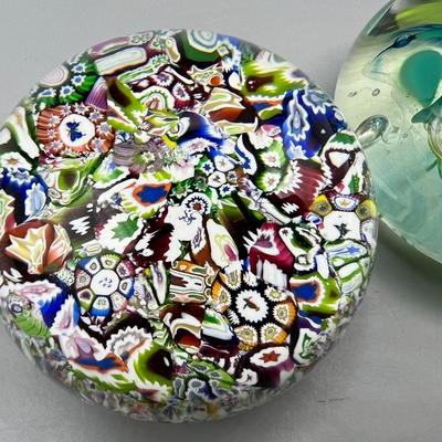 Pair of Handmade Art Glass Perthshire & Signed Paperweights