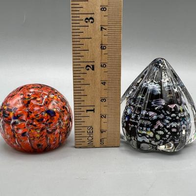 Retro Strathearn Hand Made in Scotland & Perthshire Multicolored Glass Paperweight Sculptures
