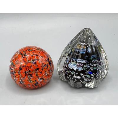 Retro Strathearn Hand Made in Scotland & Perthshire Multicolored Glass Paperweight Sculptures