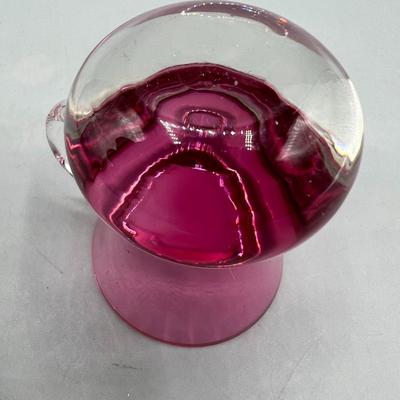Small Pink & Clear Glass Shot Pitcher Style Glass