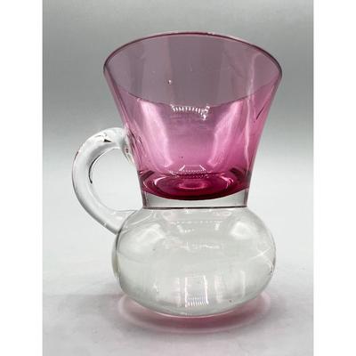 Small Pink & Clear Glass Shot Pitcher Style Glass