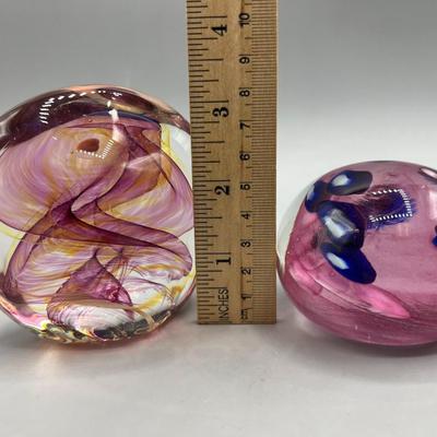 Artist Signed Multi Colored Art Glass  Disposable Paperweight Sculptures