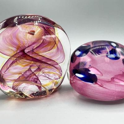 Artist Signed Multi Colored Art Glass  Disposable Paperweight Sculptures