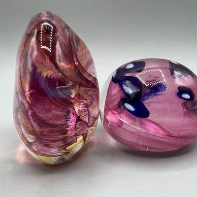 Artist Signed Multi Colored Art Glass  Disposable Paperweight Sculptures