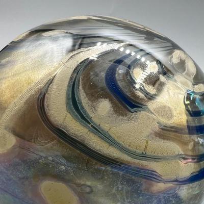 Multi Colored Bubble Heart Shaped & Round Displayable Glass Paperweight Sculptures